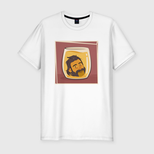 Мужская приталенная футболка из хлопка с принтом Лунь на дне стакана, вид спереди №1