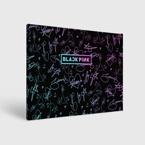 Холст прямоугольный Neon Blackpink автографы