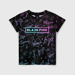 Детская футболка 3D Neon Blackpink автографы
