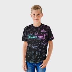Детская футболка 3D Neon Blackpink автографы - фото 2
