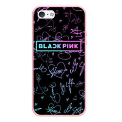 Чехол для iPhone 5/5S матовый Neon Blackpink автографы