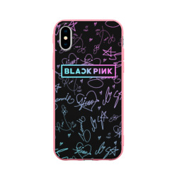 Чехол для iPhone X матовый Neon Blackpink автографы