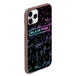 Чехол для iPhone 11 Pro Max матовый Neon Blackpink автографы - фото 2