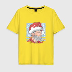 Мужская футболка хлопок Oversize Барбер Санта
