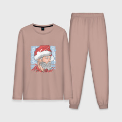 Мужская пижама с лонгсливом хлопок Барбер Санта