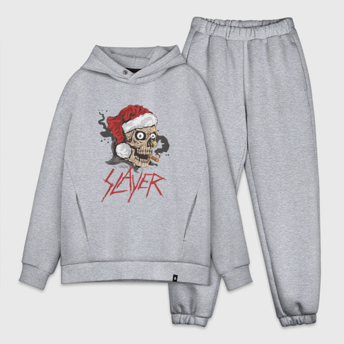 Мужской костюм oversize хлопок Slayer skull Santa, цвет меланж