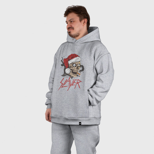 Мужской костюм oversize хлопок Slayer skull Santa, цвет меланж - фото 7