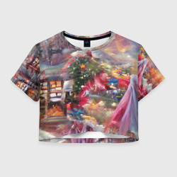 Женская футболка Crop-top 3D Ностальгия Рождества