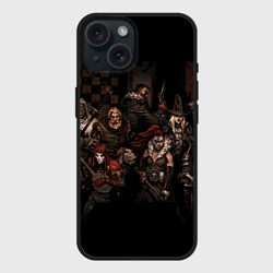 Чехол силиконовый для Apple iPhone 15 матовый Darkest dungeon all Heroes game