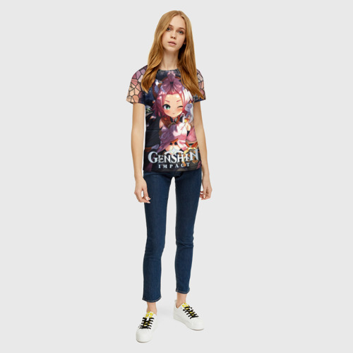 Женская футболка 3D с принтом Диона  Миленькая девочка с кошачьими ушками, вид сбоку #3