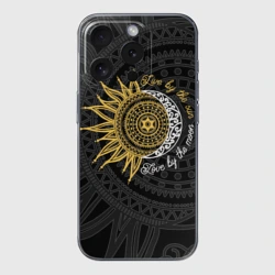 Чехол для iPhone 15 Pro силиконовый с защитой камеры Live by the sun Love by the moon
