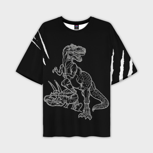 Мужская футболка oversize 3D Тираннозавр Скелет, цвет 3D печать