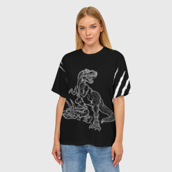 Женская футболка oversize 3D Тираннозавр Скелет - фото 2