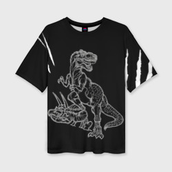 Женская футболка oversize 3D Тираннозавр Скелет