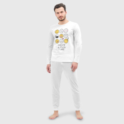 Мужская пижама с лонгсливом хлопок Have a fun time - emoji - фото 2