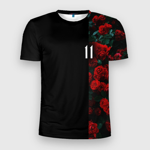 Мужская приталенная футболка с принтом Розы 11, вид спереди №1
