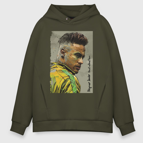 Мужское худи Oversize хлопок Neymar Junior - Brazil national team, цвет хаки