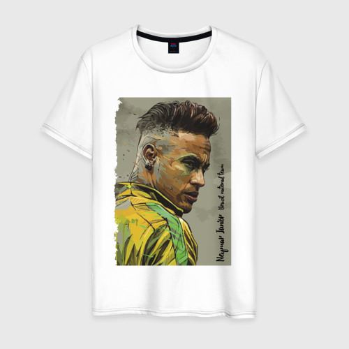 Мужская футболка из хлопка с принтом Neymar Junior — Brazil national team, вид спереди №1