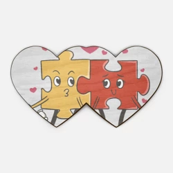 Деревянная игрушка Двойное сердце Влюбленная пара - пазлы