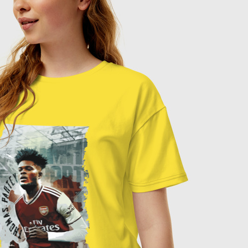 Женская футболка хлопок Oversize Thomas Partey - Arsenal, England, цвет желтый - фото 3