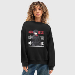 Женский свитшот oversize без начеса хлопок Рандеву с жизнью Date A Live, Куруми Токисаки Kurumi Tokisaki - фото 2