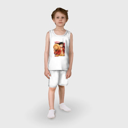 Пижама с принтом Ван-Пис One Piece, Луффи Мугивара для ребенка, вид на модели спереди №2. Цвет основы: белый