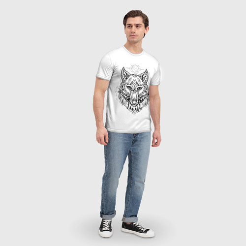 Мужская футболка 3D Волчий портрет, цвет 3D печать - фото 5