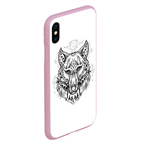 Чехол для iPhone XS Max матовый Волчий портрет, цвет розовый - фото 3