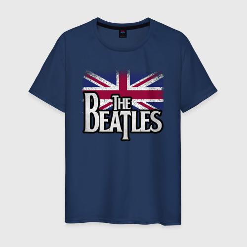 Мужская футболка хлопок The Beatles Great Britain Битлз, цвет темно-синий