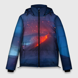 Мужская зимняя куртка 3D Извержение вулкана ночью