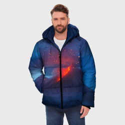 Мужская зимняя куртка 3D Извержение вулкана ночью - фото 2