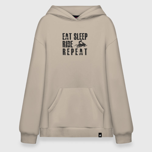 Худи SuperOversize хлопок Eat, sleep, ride, repeat, цвет миндальный