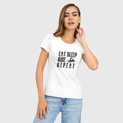 Женская футболка хлопок Slim Eat, sleep, ride, repeat - фото 2