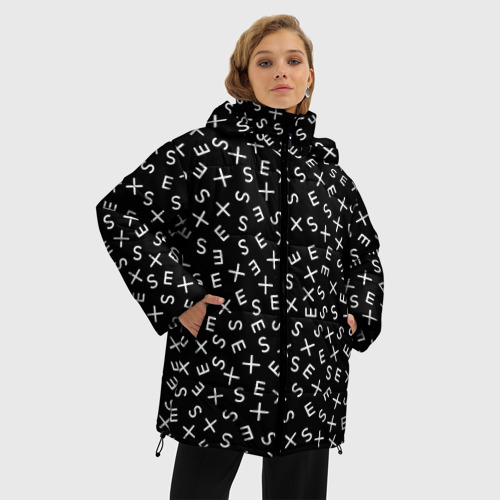 Женская зимняя куртка Oversize Sex паттерн, цвет светло-серый - фото 3
