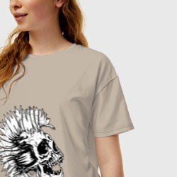 Женская футболка хлопок Oversize Anarchy skull - фото 2