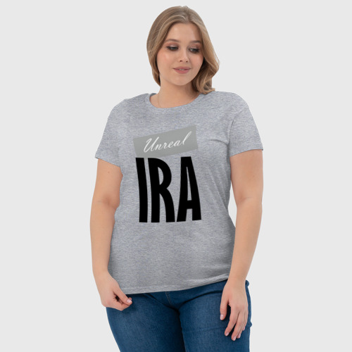 Женская футболка хлопок Нереальная Ира, цвет меланж - фото 6