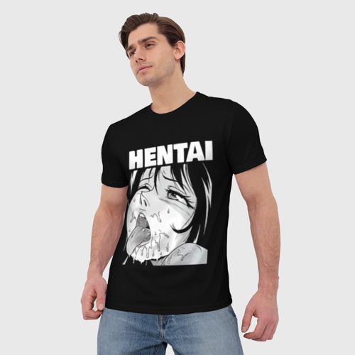 Мужская футболка 3D Hentai девочка ahegao, цвет 3D печать - фото 3