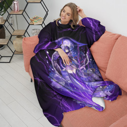 Плед с рукавами Сёгун Райден Геншин Импакт молнии неон - фото 2