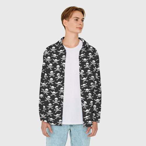 Мужская рубашка oversize 3D Roger skull, цвет белый - фото 5