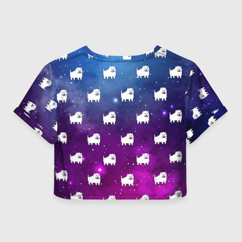 Женская футболка Crop-top 3D Undertale dogs pattern space, цвет 3D печать - фото 2