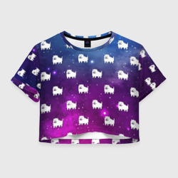 Женская футболка Crop-top 3D Undertale dogs pattern space