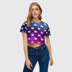 Женская футболка Crop-top 3D Undertale dogs pattern space - фото 2