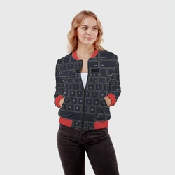 Женский бомбер 3D Клавиатура компьютерная кнопки - фото 2