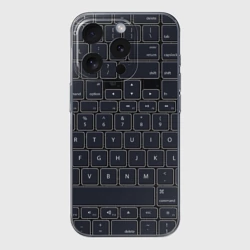 Чехол для iPhone 15 Pro силиконовый с защитой камеры Клавиатура компьютерная кнопки