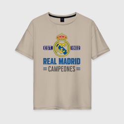 Женская футболка хлопок Oversize Real Madrid Реал Мадрид