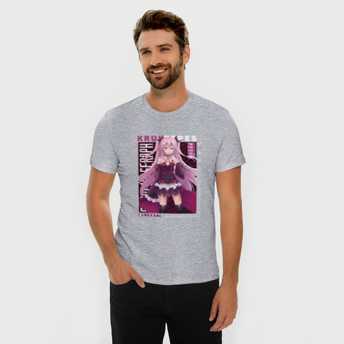Мужская футболка хлопок Slim Последний Серафим Owari no Seraph, Крул Цепеш, цвет меланж - фото 3