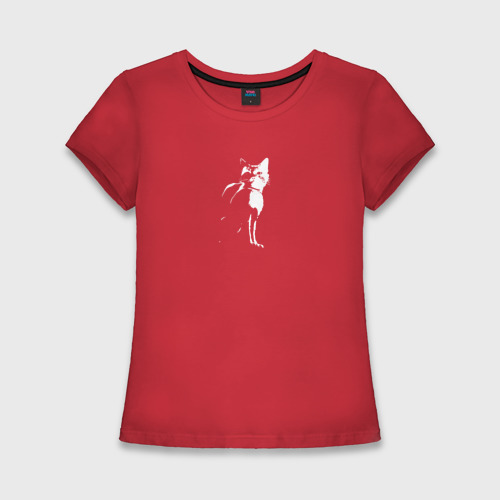Женская футболка хлопок Slim Stray Черно-белый, цвет красный