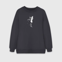 Женский свитшот oversize без начеса хлопок Stray Черно-белый