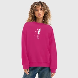 Женский свитшот oversize без начеса хлопок Stray Черно-белый - фото 2