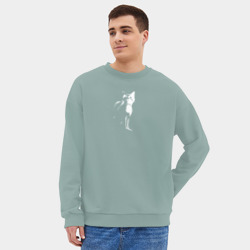 Мужской свитшот oversize без начеса хлопок Stray Черно-белый - фото 2